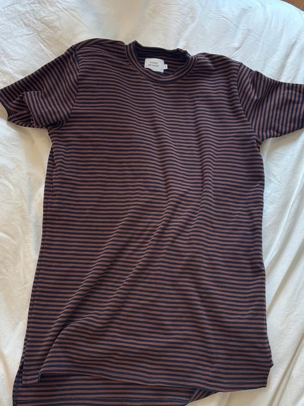 Things Between Navy & Burgundy Striped Crewneck T-Shirt Dress